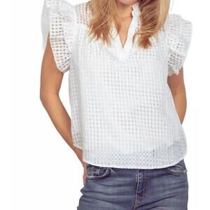 NEW VERY J checkered ruffled blouse in white